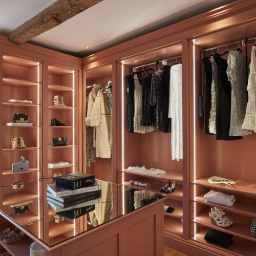 Walk in wardrobe with an island