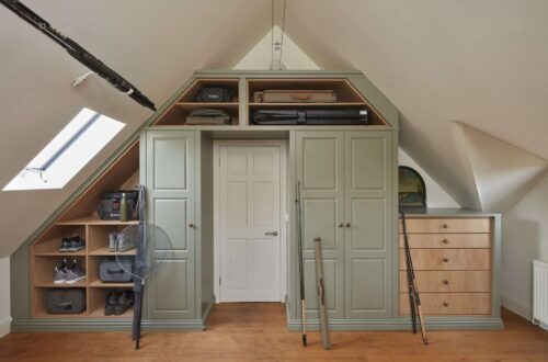 The Mill House - 1304 1 Imperial fitted fishing wardrobe in light green and wood finish