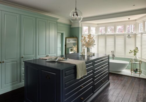 Tunbridge Wells - Emma 16 Jubilee fitted wardrobes with blue island in light green