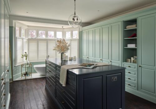 Tunbridge Wells - Emma 17 Jubilee fitted wardrobes with blue island in light green