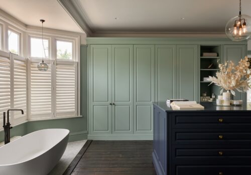 Tunbridge Wells - Emma 8 Jubilee fitted wardrobes with island in light green