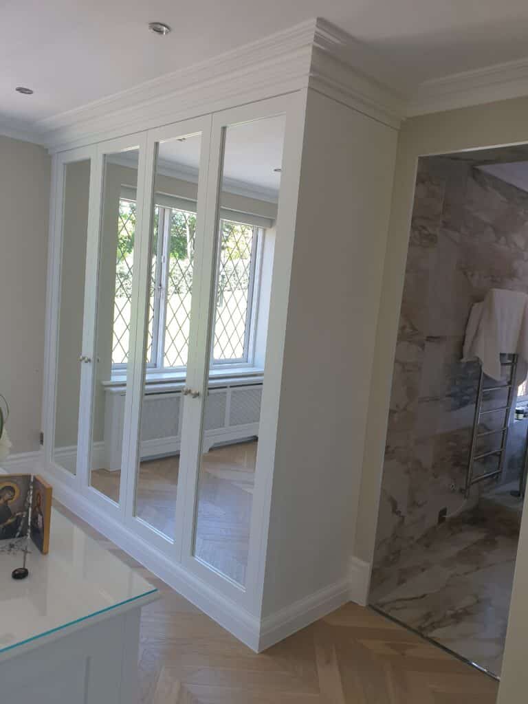 mags02ab Stuart mirrored wardrobe doors in white