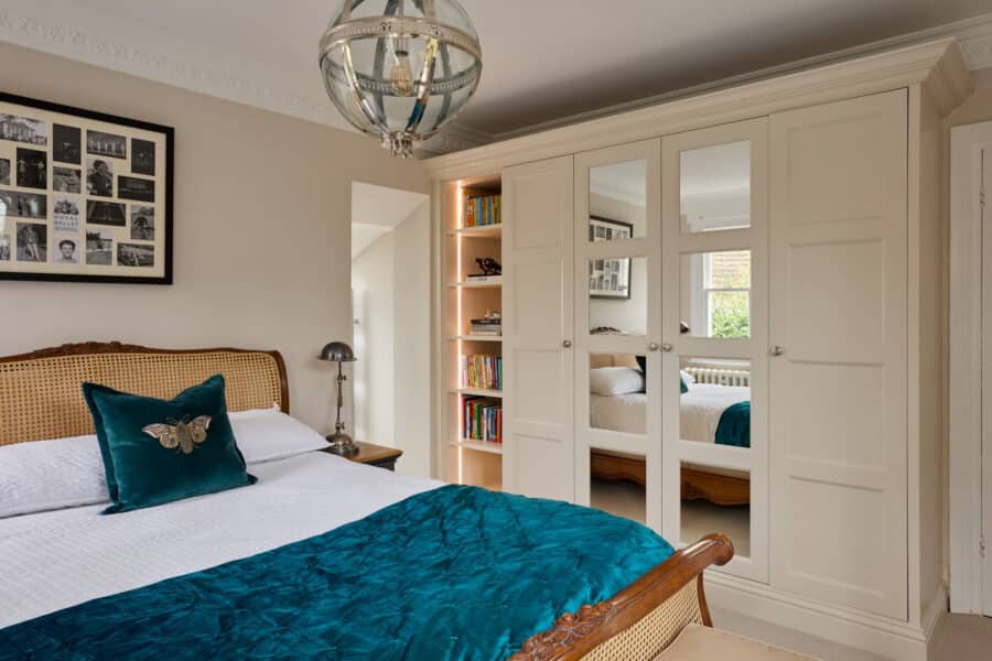 Fitted mirrored wardrobe with LED lighting