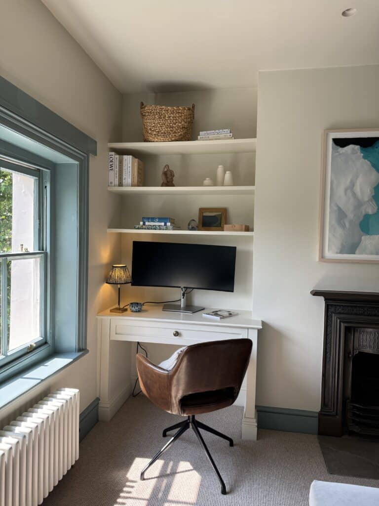 image00059 open-shelved built in desk and shelving in an alcove - made by The Heritage Wardrobe Company