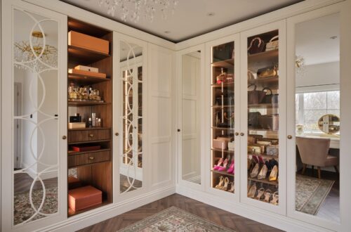 Heritage Wardrobes - The Clupms19273 (Custom) white Balmoral-style corner fitted wardrobe with internal LED lighting